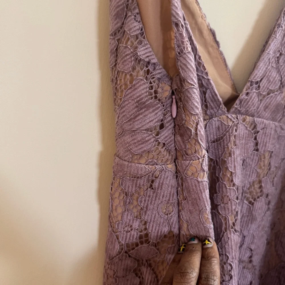 Free People Dangerous Love purple pink Sleeveless Floral Lace Mini Dress Size 2
